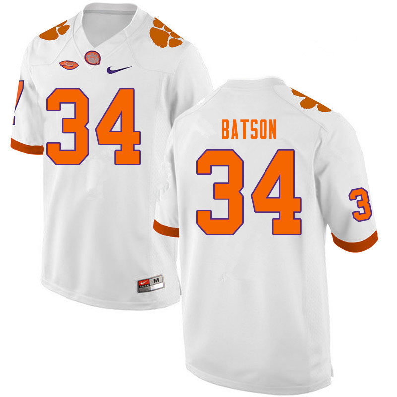 Men #34 Ben Batson Clemson Tigers College Football Jerseys Sale-White - Click Image to Close